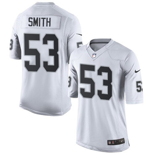 Men's Limited Malcolm Smith Nike Jersey White Road - #53 NFL Oakland Raiders